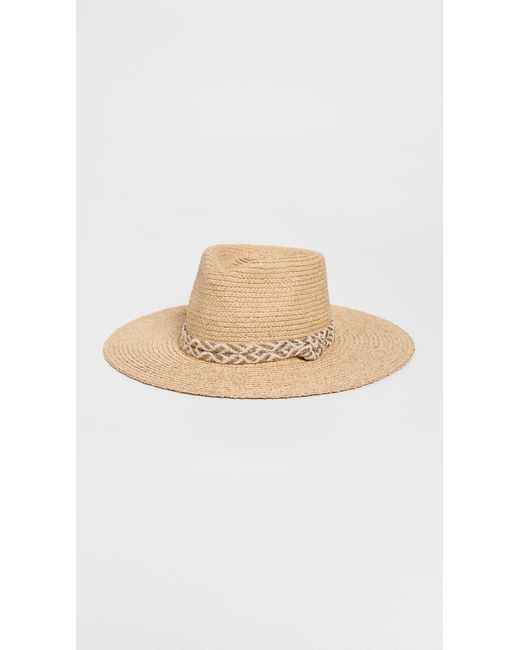 Black Straw Lele Sadoughi Hat with White Band Lele Sadoughi Woven Straw Panama Hat In Navy - 30% Off  main image 4