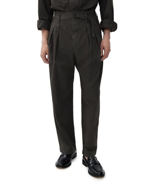 Lemaire Belted Pleated Pants in Black for Men | Lyst