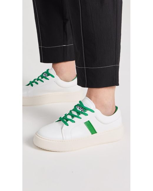 Ganni Green Sporty Mix Cupsole Sneakers Contrast Stitch
