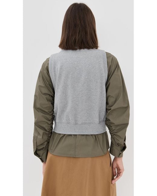 3.1 Phillip Lim Gray Ruched Shirt With Combo Vest Melange