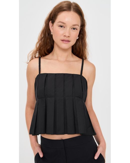Theory Black High Low Pleated Cami