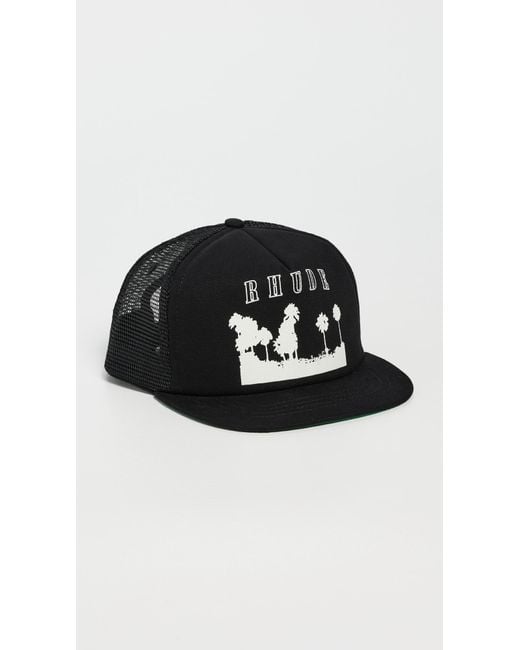 Rhude Black Thousand Palms Trucker Hat for men