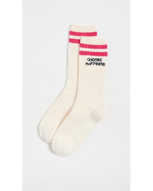 Kerri Rosenthal White Choose Happiness Morning Socks