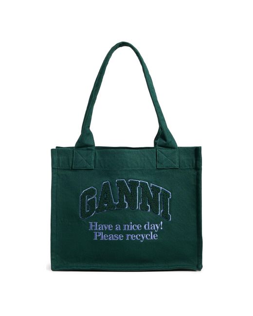 Ganni Large Easy Shopper Tote in Green | Lyst
