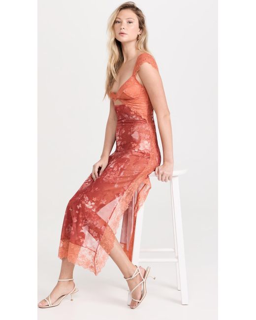 Free People Red Free Peope Suddeny Fine Maxi Sip Dress