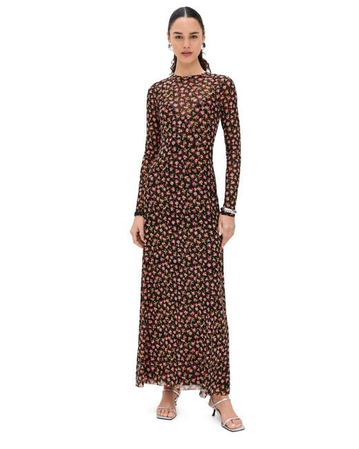 AFRM Brown Paola Ankle Length Dress With Self Mesh Slip Lining