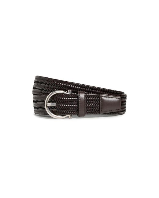 Ferragamo Black Woven Leather Casual Belt T. Moro 03/testa Di Moro for men