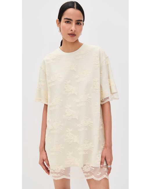 Marques'Almeida Relaxed Fit T-Shirt Dress With Lace Overlayer in Natural | Lyst Marques'Almeida Relaxed Fit T-Shirt Dress With Lace Overlayer in Natural | Lyst