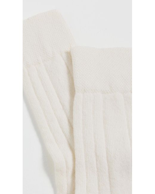 Stems White Stretch Cashmere Crew Socks