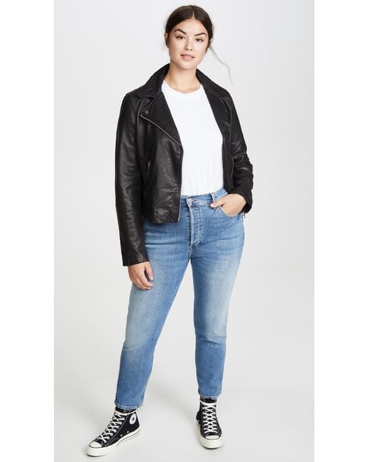 madewell washed leather trucker jacket