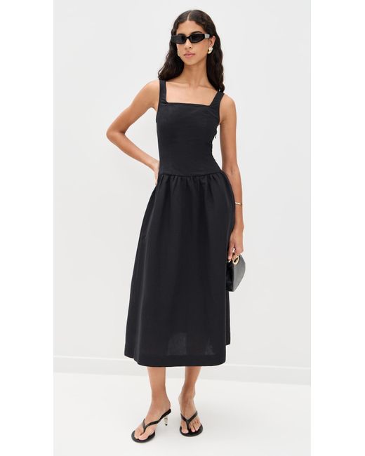 ALIGNE Black Rosia Linen Midi Dress