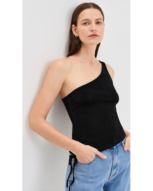 A.Brand Black Diva One Shoulder Top