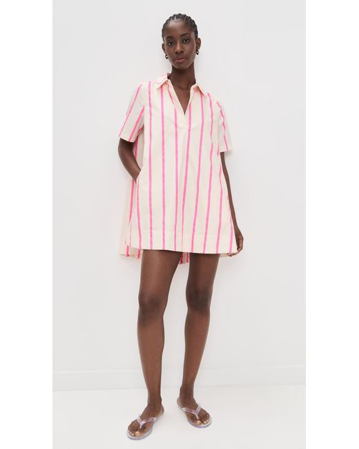 English Factory Pink Striped Caftan Mini Dress