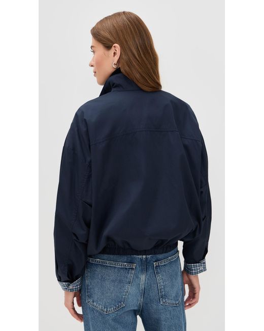 Pixie Market Blue Plaid Contrast Bomber Jacket