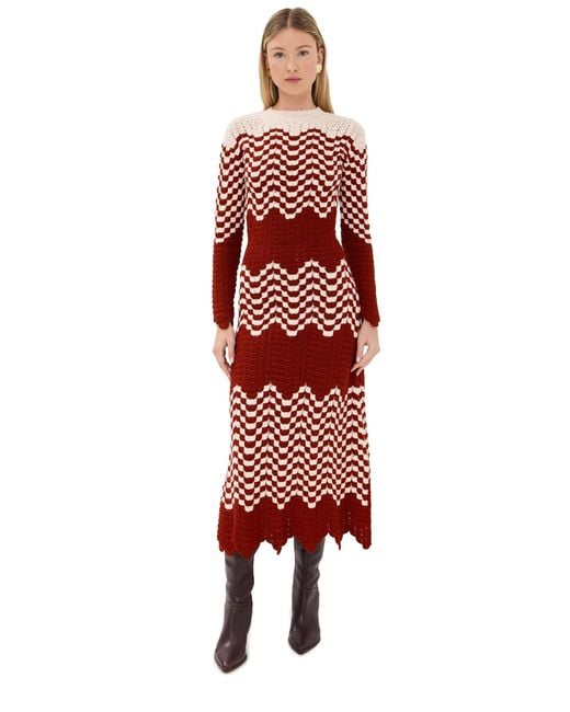 Escvdo Red Musa Long Sleeve Maxi Dress
