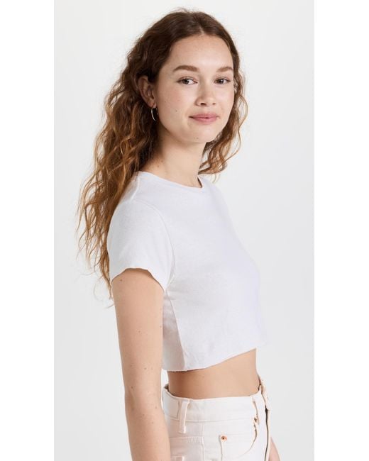 Re/done White Cropped 60S Slim Tee