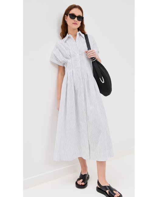 Le Bos White Roberta Button Down Dress