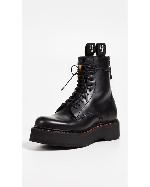 R13 Black Platform Combat Boots