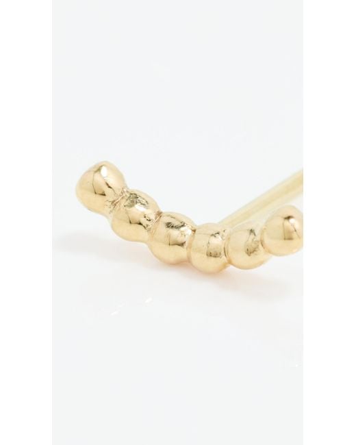 Zoe Chicco White 14K Bead Curved Bar Single Stud Earring