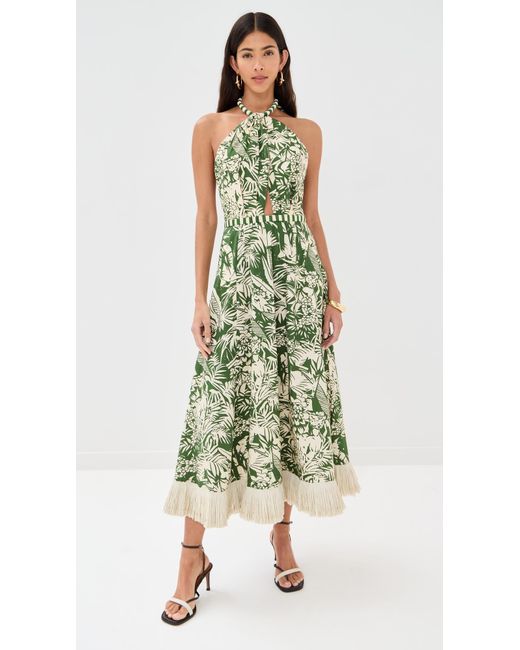 Johanna Ortiz Green Heritage Midi Dress