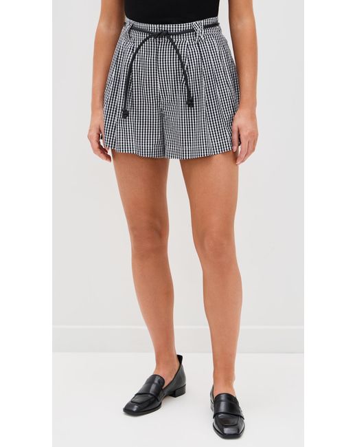 Sea Blue Neci Gingham Shorts With Belt