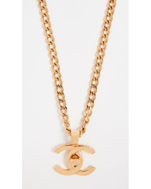 Pre-owned Chanel Turnlock Necklace In Gold | ModeSens