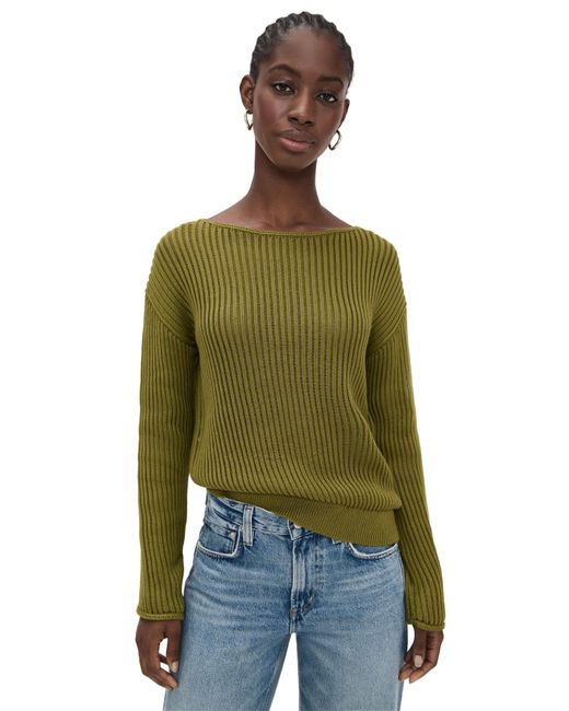Theory Green Easy Open Neck Sweater