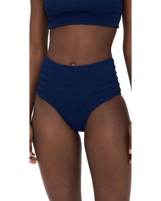 Sea Blue Shyla Solid Smocked Bikini Bottoms