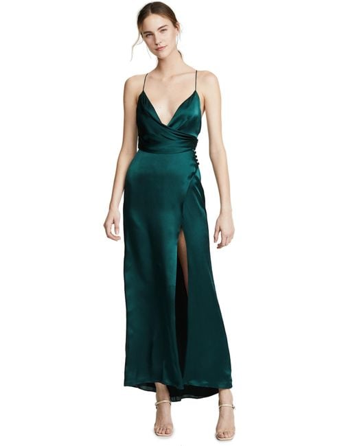 Fame & Partners Silk The Ferne Dress in Dark Forest (Green) - Lyst