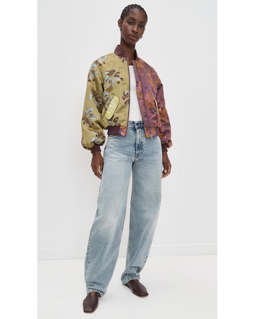 ALÉMAIS Red Adriana Jacquard Bomber Jacket