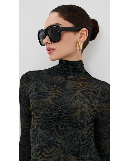Dries Van Noten Black Round Sunglasses