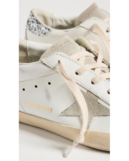 Golden Goose Deluxe Brand White Super Star Spur Glitter Heel Sneakers