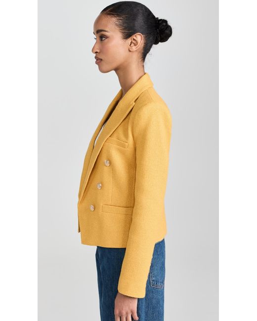 L'Agence Blue Brooke Double Breasted Crop Blazer
