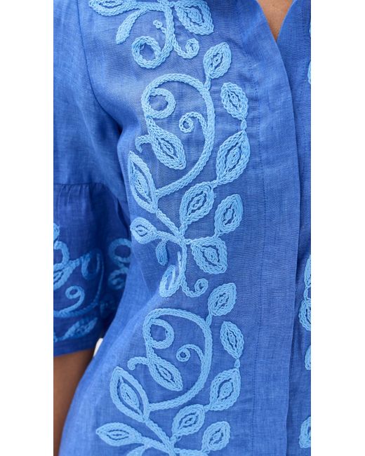 Temptation Positano Blue Enza Embroidered Midi Dress