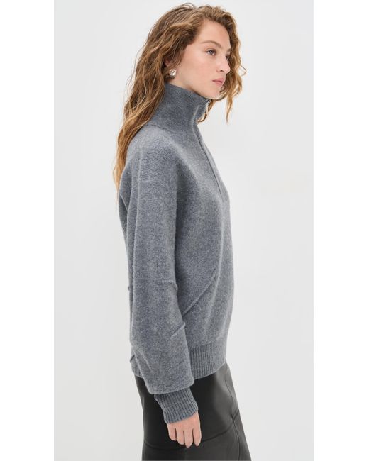 Helmut Lang Gray Boiled Zip Sweater
