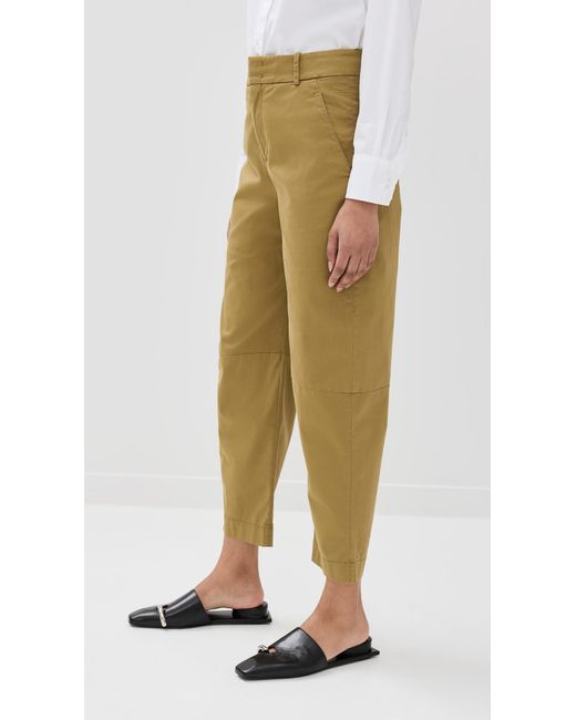Another Tomorrow Natural Cotton Gabardine Curved Chino Pants