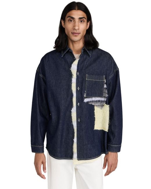 Marni Blue Patchwork Denim Overshirt for men