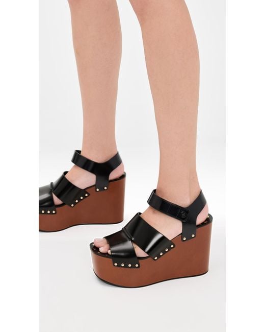 Tory Burch Black Stud Platform Wedges