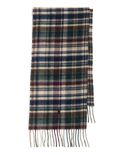 Polo Ralph Lauren Black Cashmere Blend Plaid Scarf for men