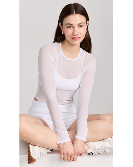 Beyond Yoga White How Off Meh Long Leeve Cropped Top