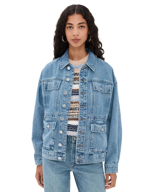 Rag & Bone Blue Amy Cinched Denim Trucker Jacket