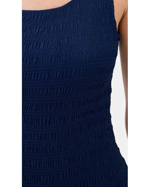 Sea Blue Shyla Solid Smocked One Piece