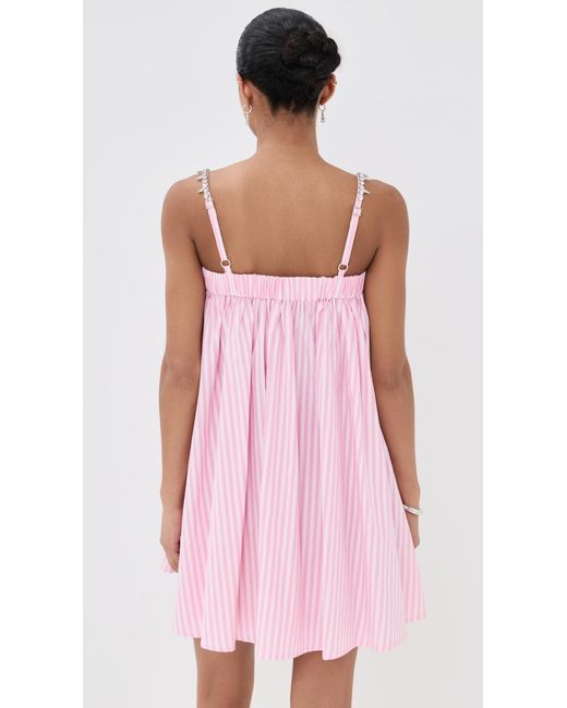 Area Pink Crystal Grommet Poplin Mini Dress