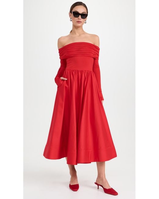 Alice + Olivia Arcana Off The Shoulder Flared Midi Dress | Lyst