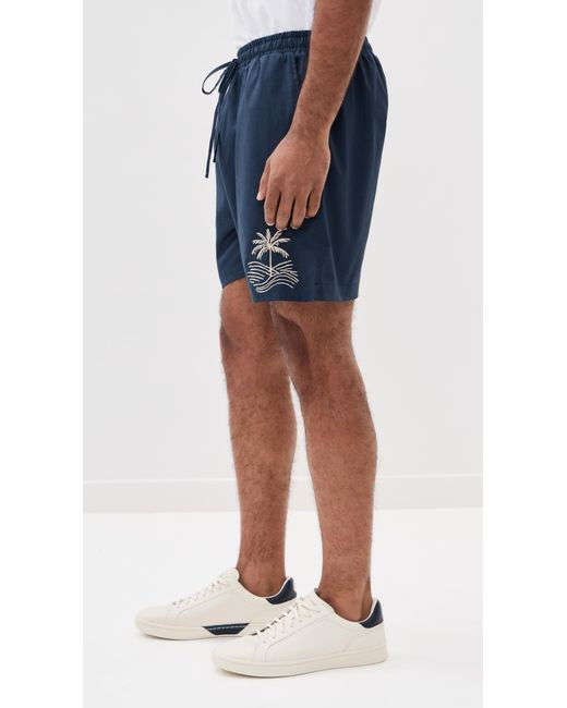 FANM MON Blue Gorkem Embroidered Linen Shorts for men