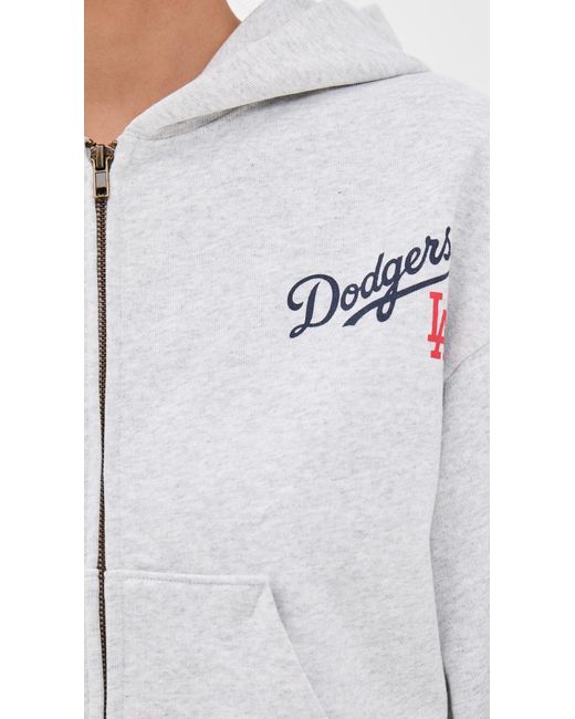 Sporty & Rich La Dodgers Serif Cropped Zip Hoodie in White | Lyst