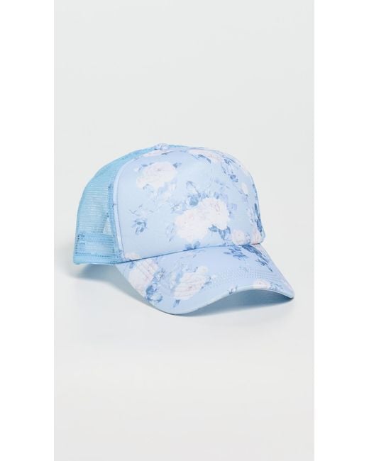 LoveShackFancy Blue Joni Trucker Hat