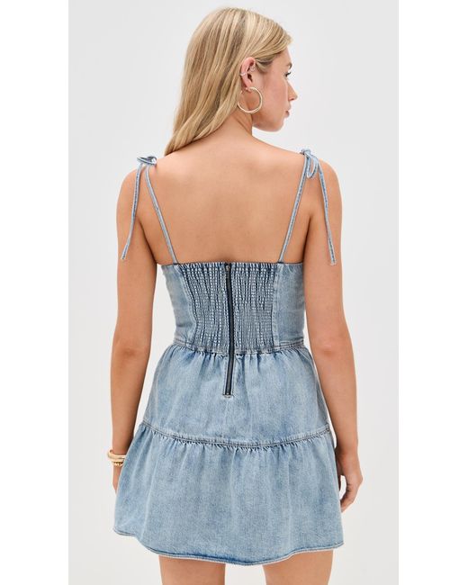 Alice + Olivia Women's Blue Shanti Button Front Tiered Mini Dress Alice + Olivia Women's Blue Shanti Button Front Tiered Mini Dress