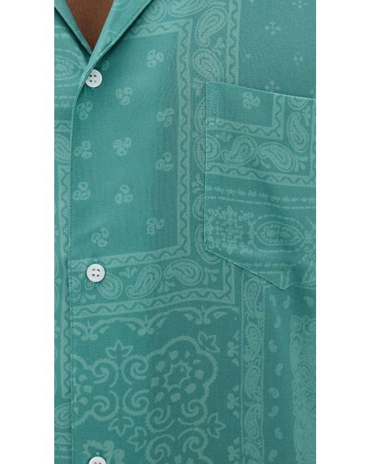 Bather Green Tonal Bandana Camp Shirt for men