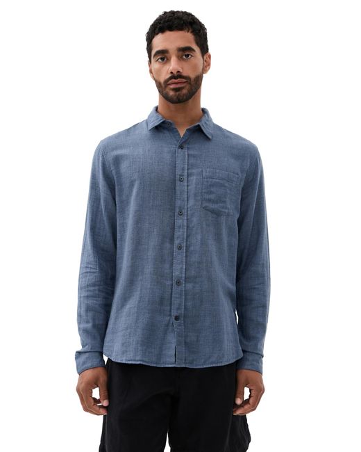 Vince Blue Double Face Long Sleeve Shirt for men